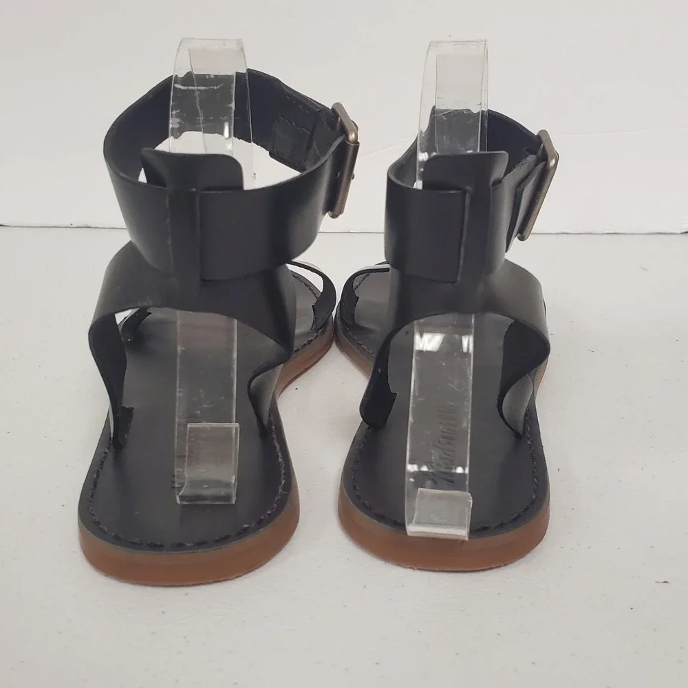 Madewell Womens Boardwalk Leather Strappy Sandals‎ Size 7.5 Black Buckle Summer